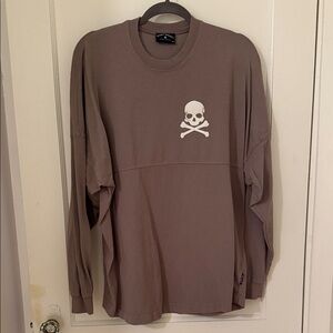 Skull Graphic Long-Sleeve T-Shirt - Taupe